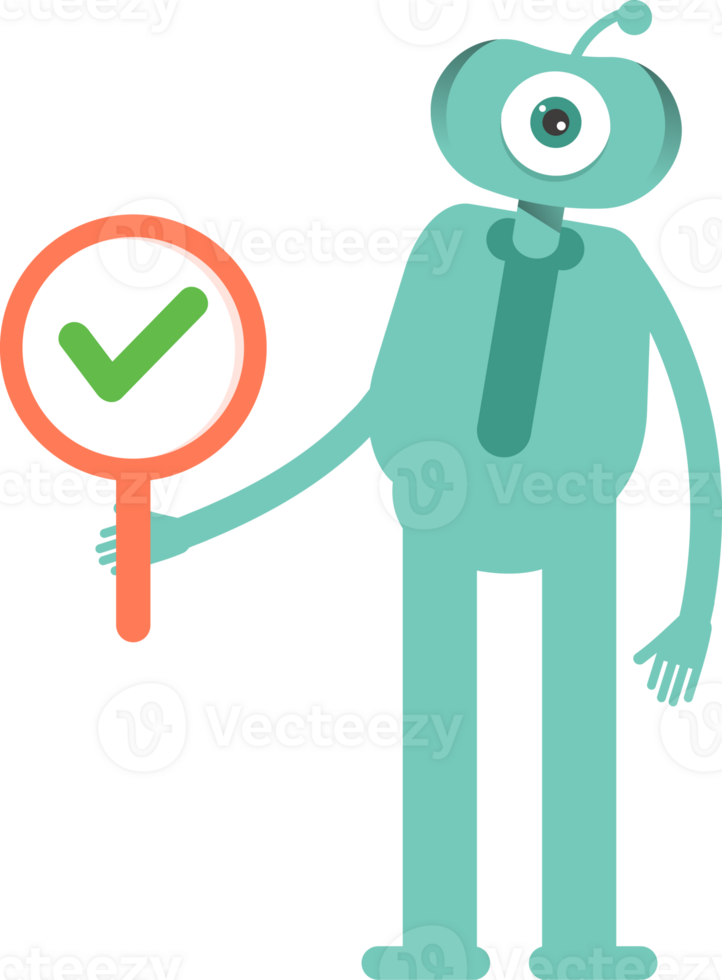 One Eye Monster Character Showing Check Mark png