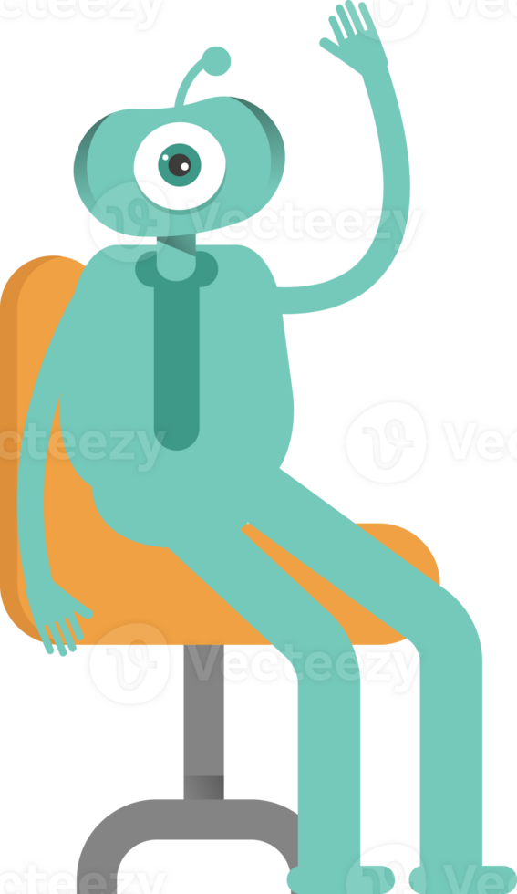 One Eye Monster Character Sitting on Chair png