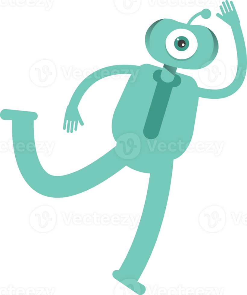 One Eye Monster Character Jumping and Flying png