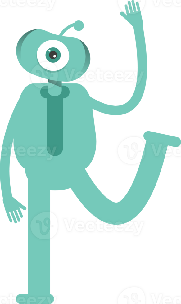 One Eye Monster Character Rising One Hand Illustration png