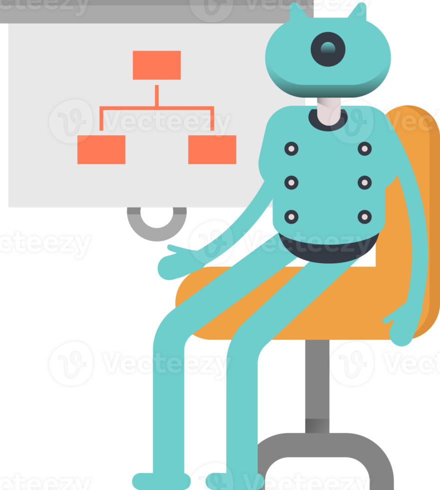 Cute Humanoid Robot Character Presenting Organization Chart png
