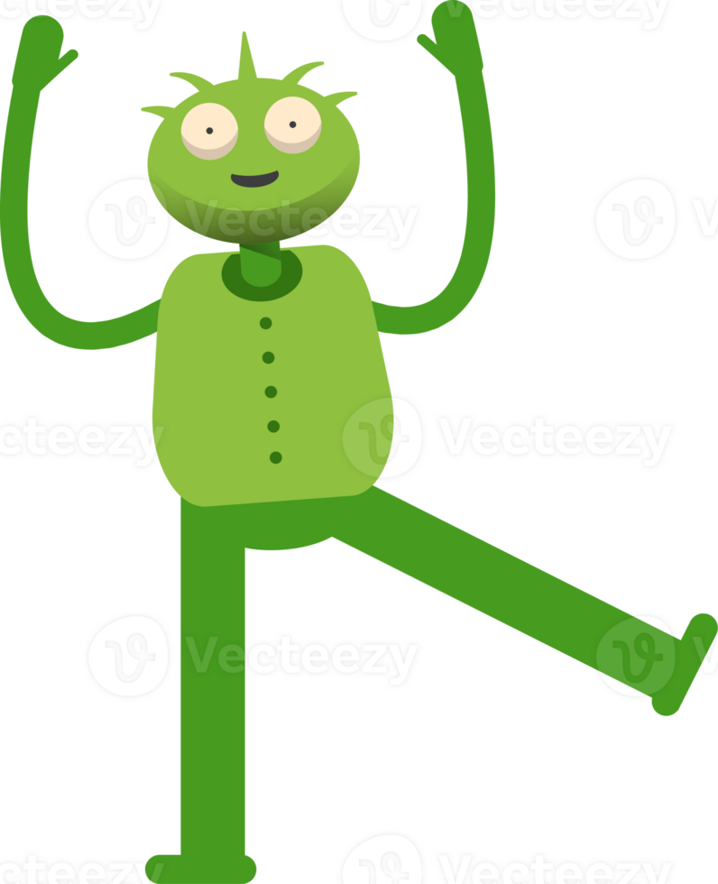 Cute Green Monster Character Relaxing Illustration png
