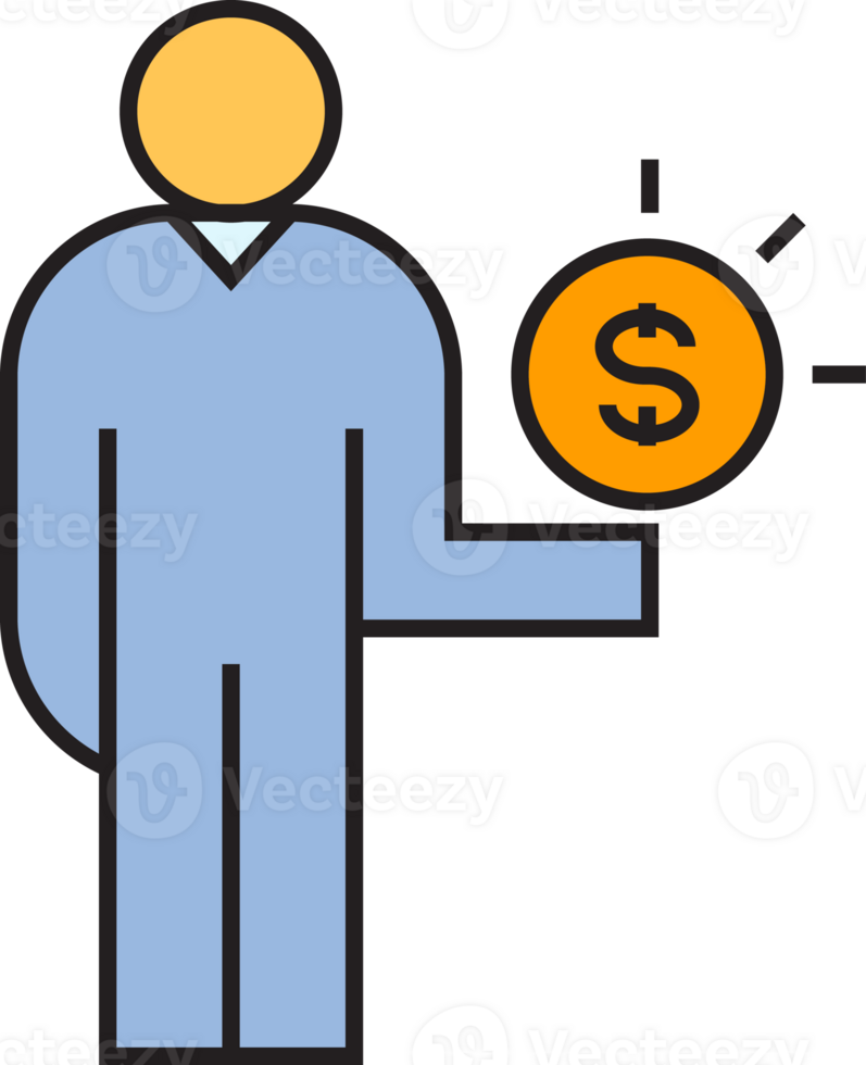 Man Holding Dollar Coin Icon png