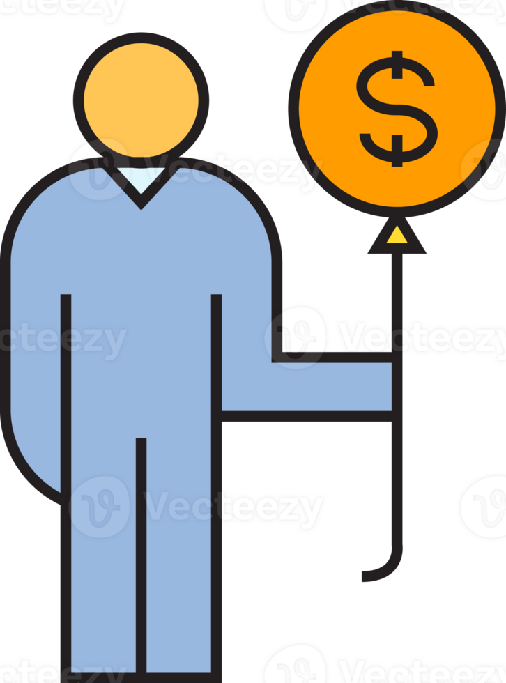 Man Holding Dollar Balloon Icon png