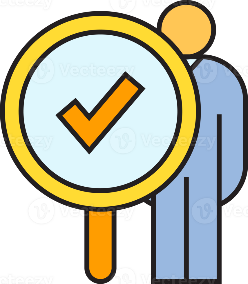 People and Check Mark in Magnifier Icon png