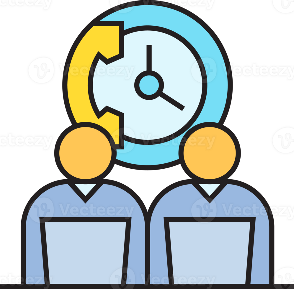 Call Service Operators and Clock Icon png