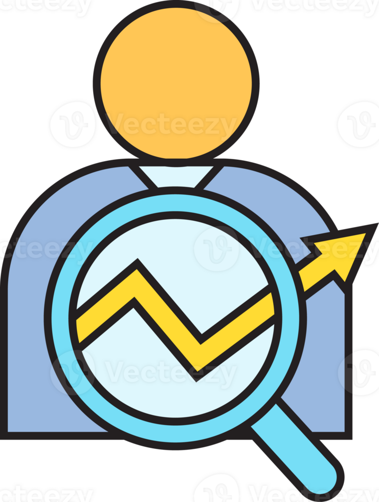 People and Magnifier with Graph Icon png