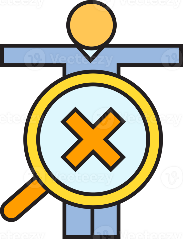 People and Wrong Mark in Magnifier Icon png