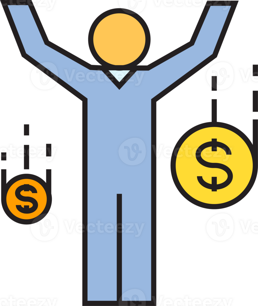People and Falling Dollar Coins Icon png