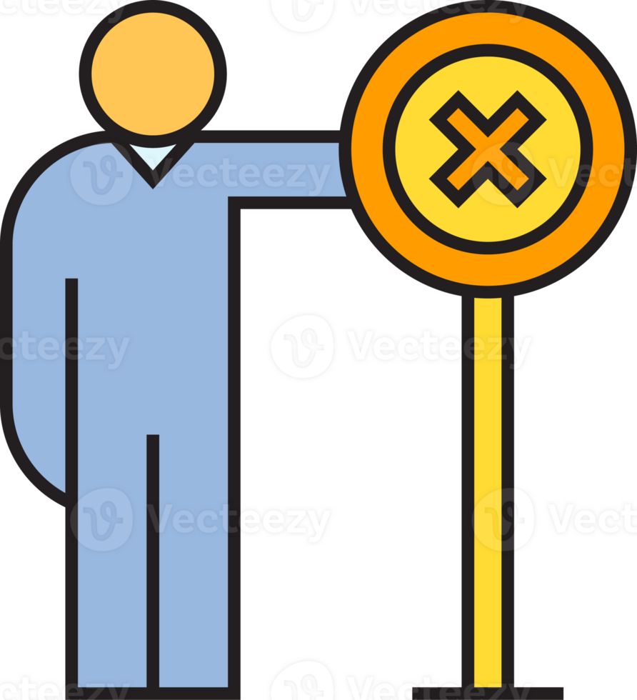 People Standing with Wrong Mark Signage Icon png