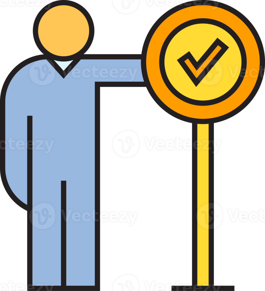 People Standing with Check Mark Signage Icon png