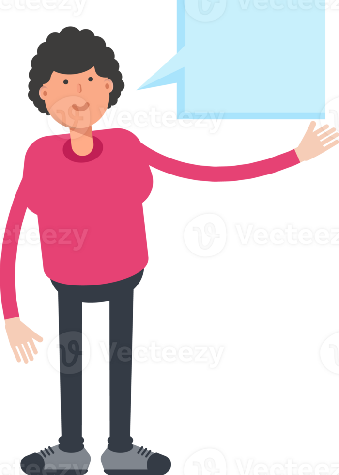 Afro Hairstyle Man Character and Speech Bubble png