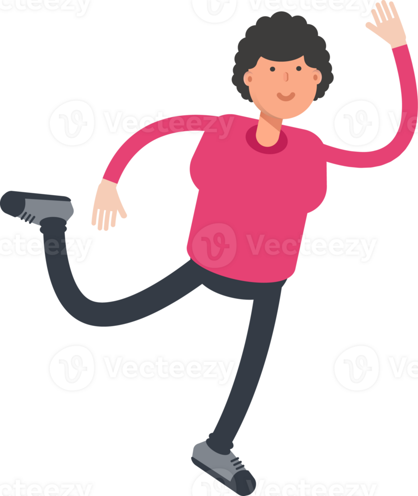 Afro Hairstyle Man Character Jumping and Flying png