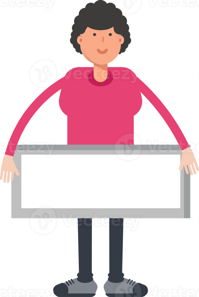 Afro Hairstyle Man Character and Blank Signage png
