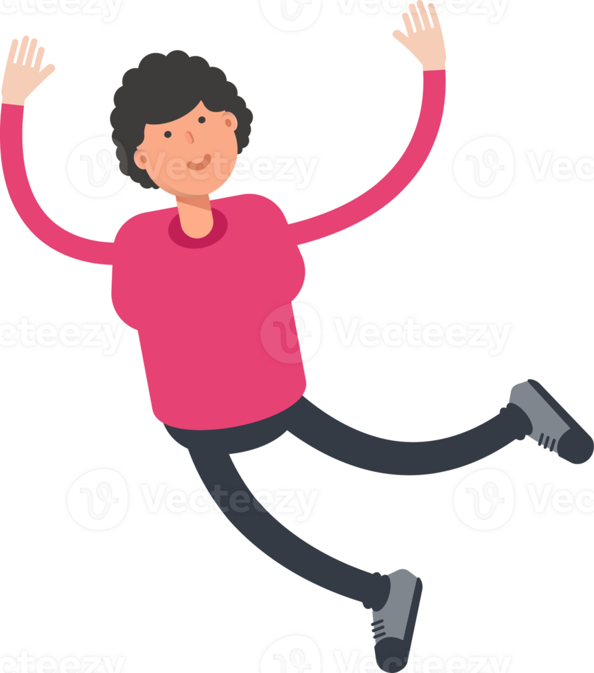 Afro Hairstyle Man Character Relaxing and Jumping png