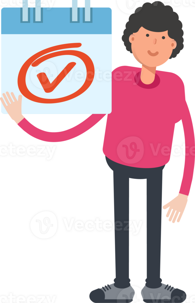 Afro Hairstyle Man Character and Check Mark Sign png