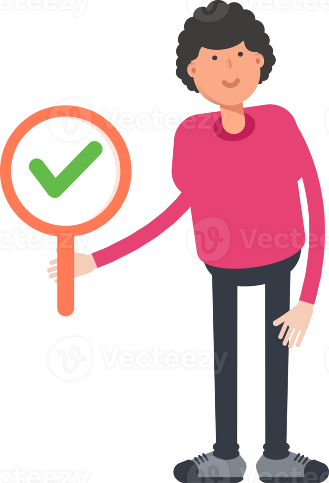 Afro Hairstyle Man Character Showing Check Mark png
