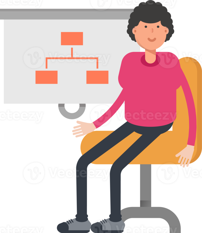 Afro Hairstyle Man Character Presenting Organization Chart png