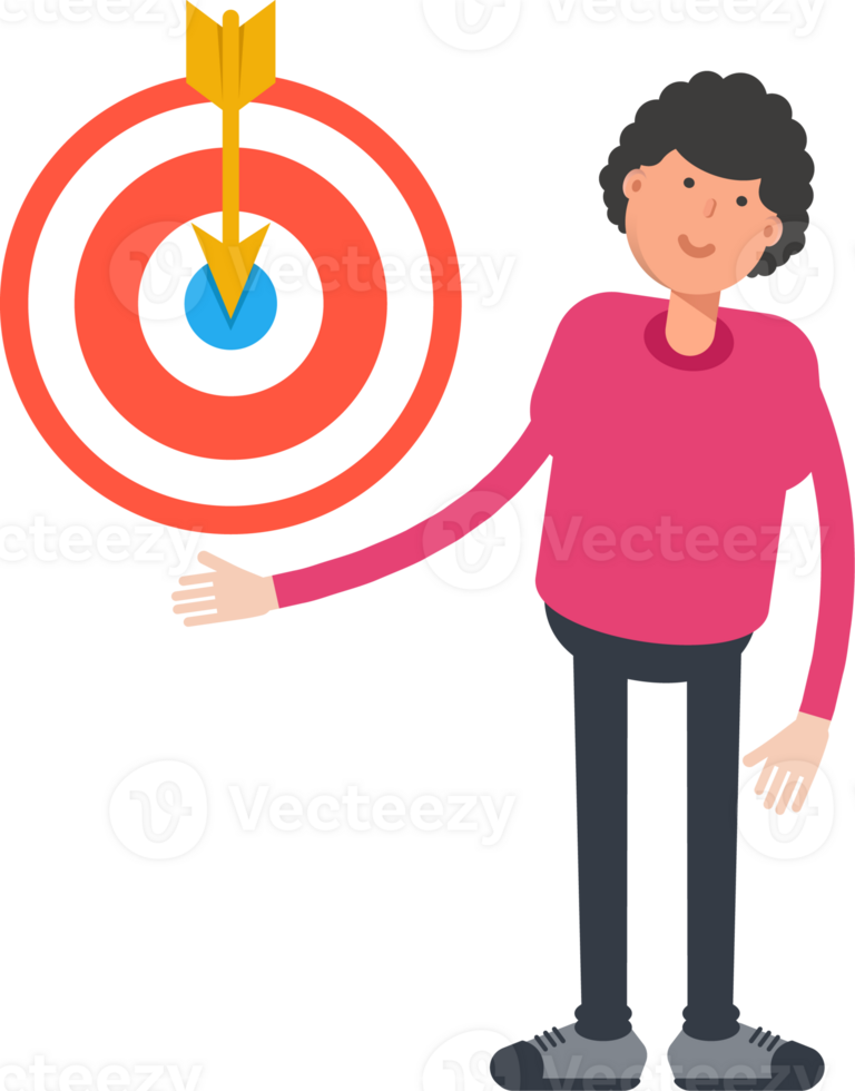 Afro Hairstyle Man Character Holding Dart png