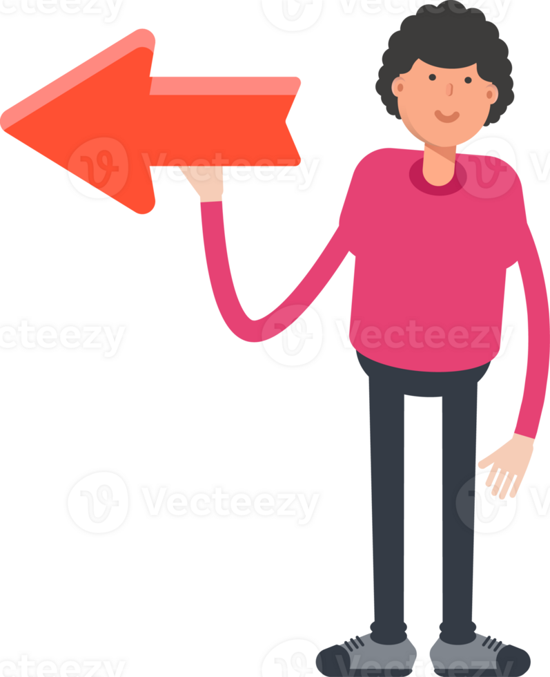Afro Hairstyle Man Character and Arrow Sign png