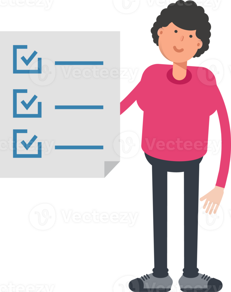 Afro Hairstyle Man Character and Check List Document png