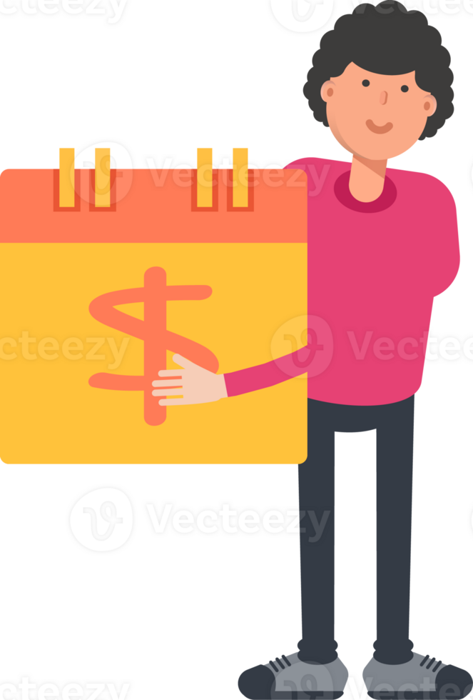 Afro Hairstyle Man Character and Payment Date Calendar png