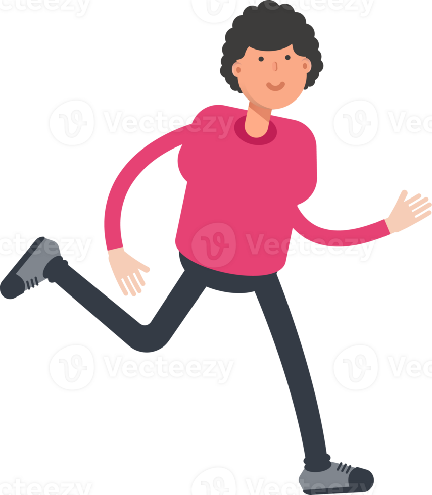 Afro Hairstyle Man Character Running png