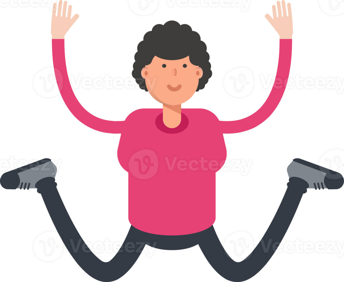Afro Hairstyle Man Character Jumping png