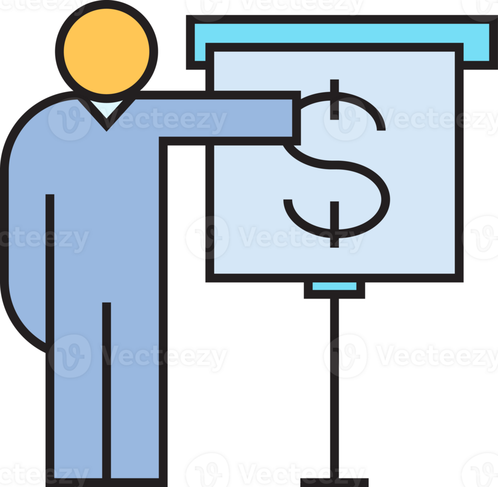 People Presenting Dollar on Whiteboard Icon png