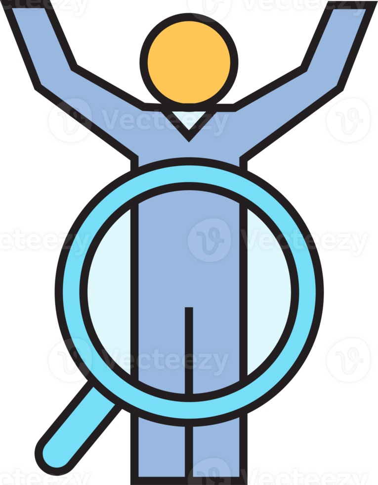 Human Resource Employee and Magnifier for Recruiting Icon png