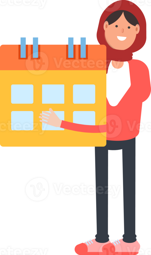 Arab Woman Character Holding Calendar png