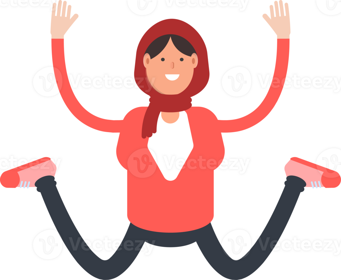 Arab Woman Character Jumping png
