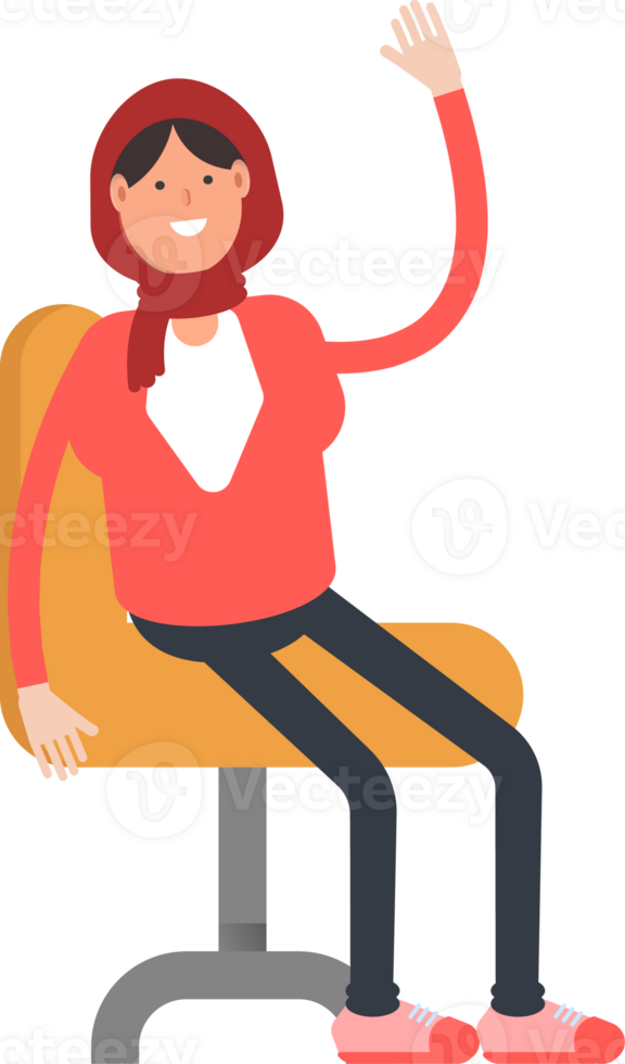 Arab Woman Character Sitting on Chair png