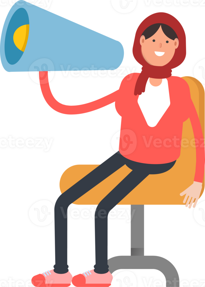 Arab Woman Character and Megaphone png
