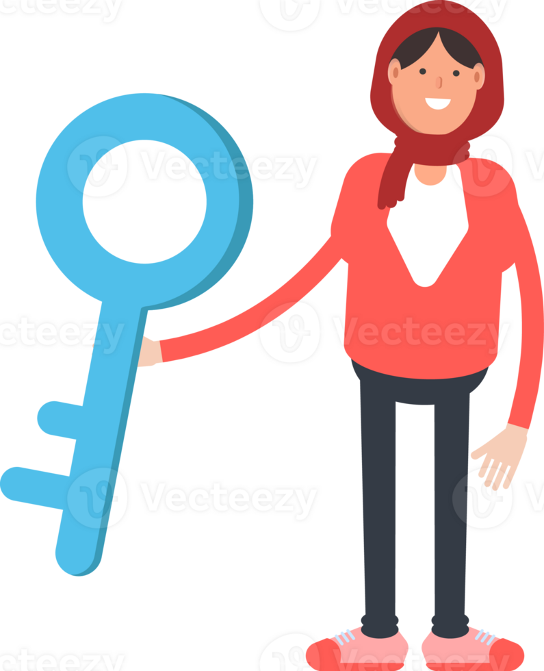 Arab Woman Character Holding Key png
