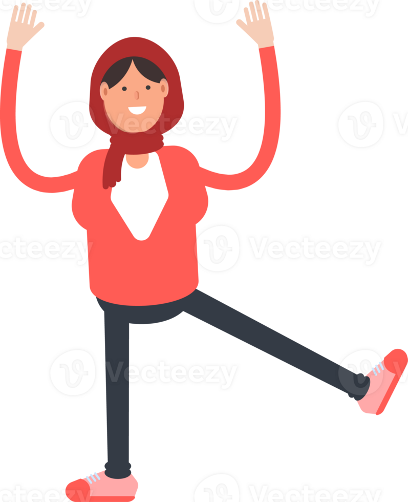 Arab Woman Character Rising Both Hands Illustration png