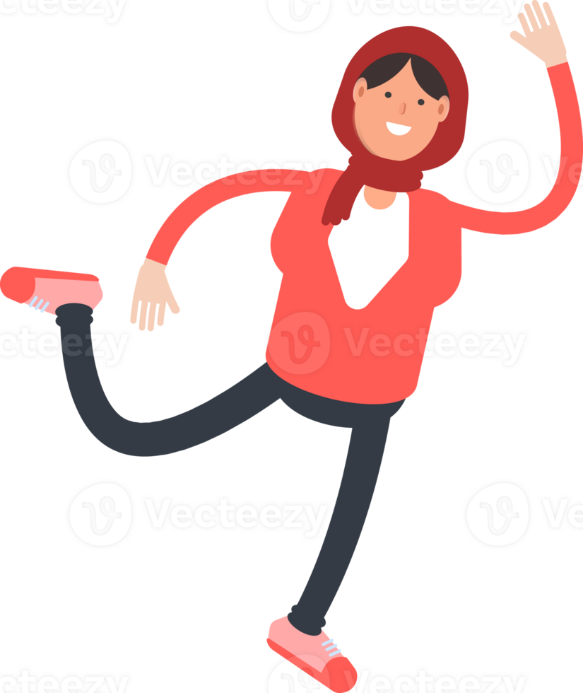 Arab Woman Character Jumping and Flying png