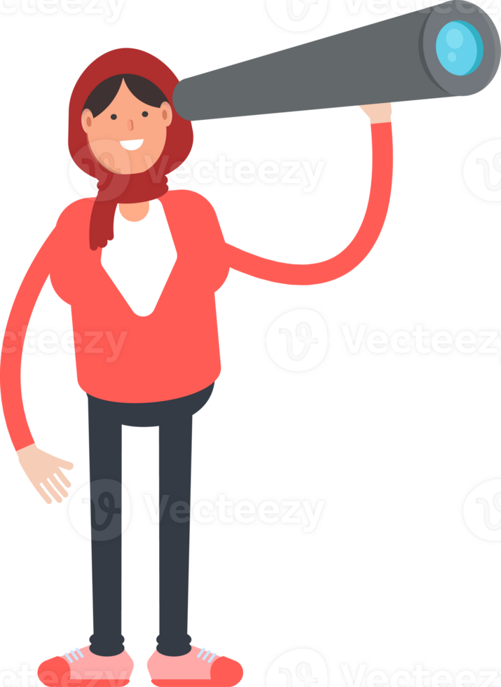 Arab Woman Character Using Binoculars png