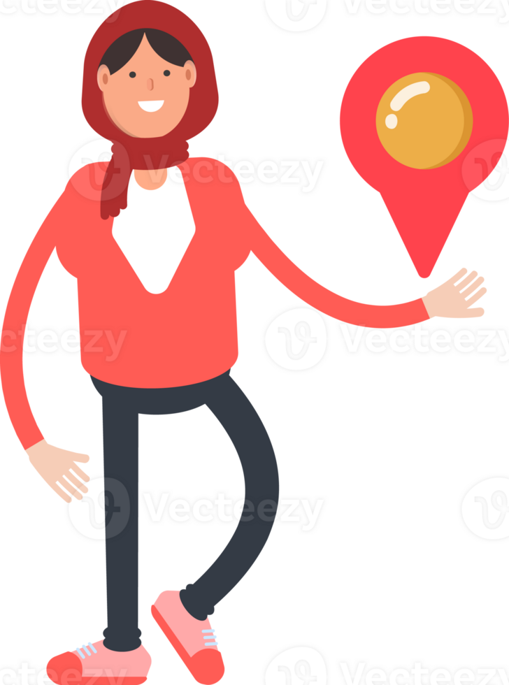 Arab Woman Character Holding Map Pin png