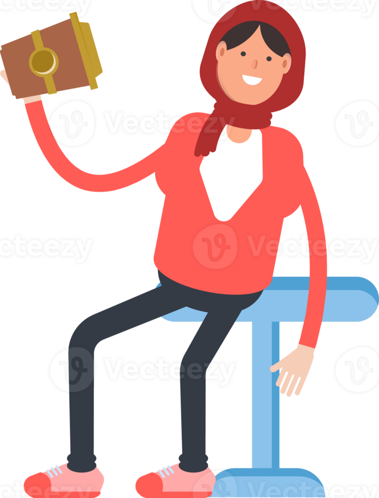 Arab Woman Character Drinking Coffee png
