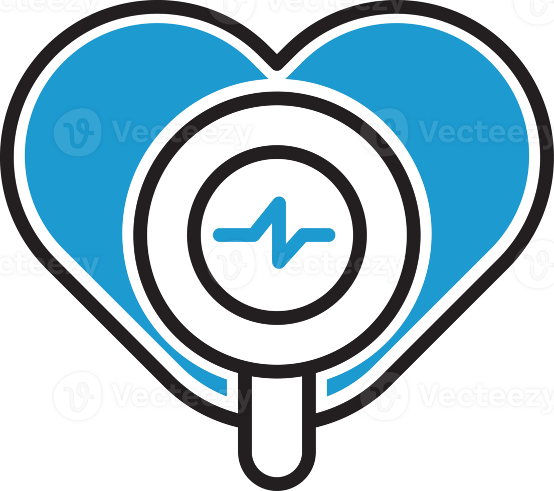 Heart Signal and Magnifier Icon png