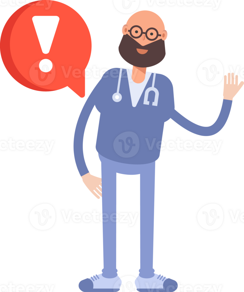 Male Physician Character and Error Sign png