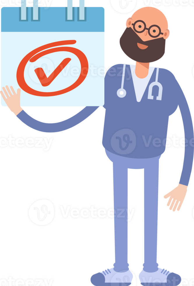 Male Physician Character and Check Mark Sign png