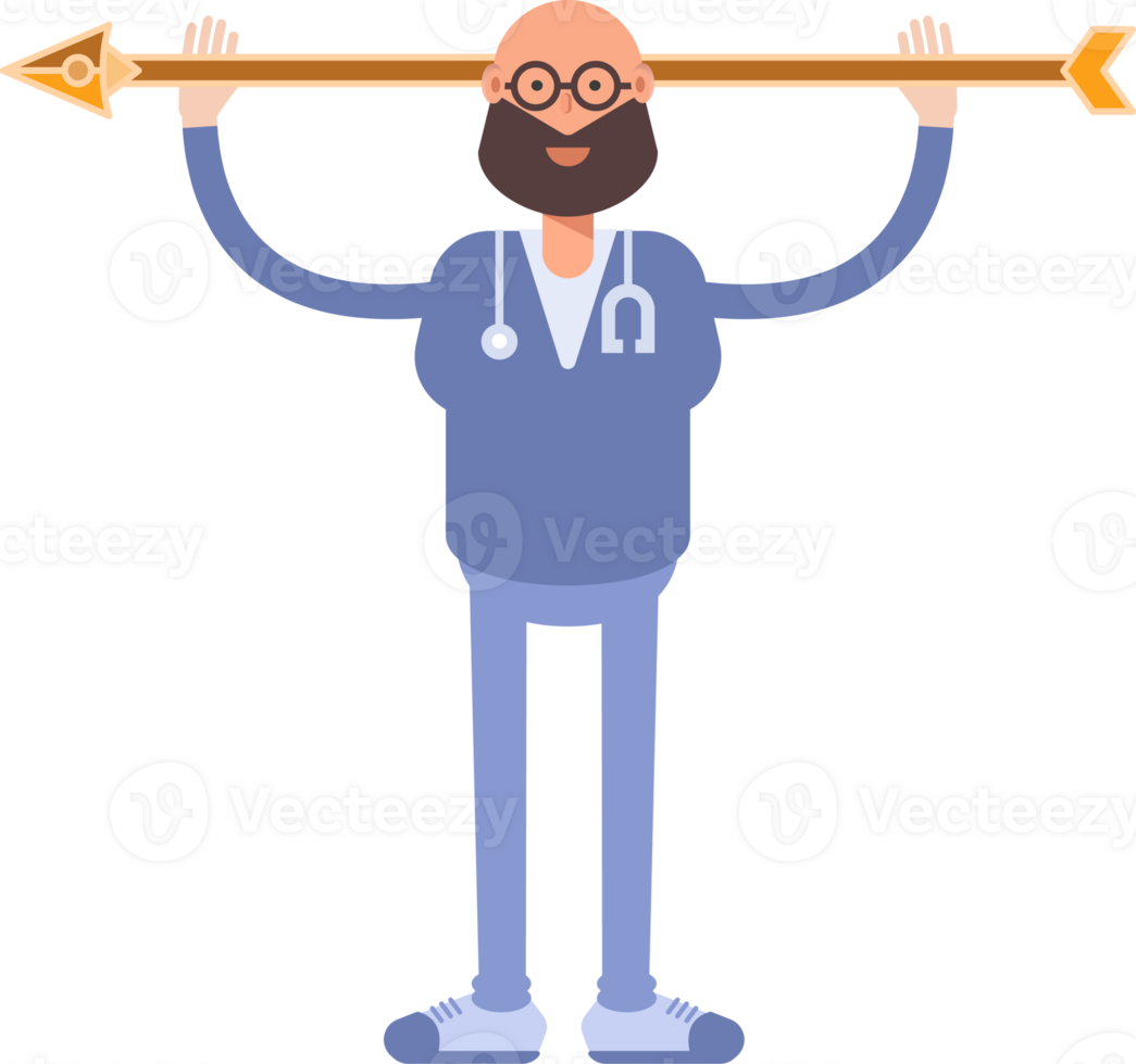 Male Physician Character Holding Arrow Bow Illustration png