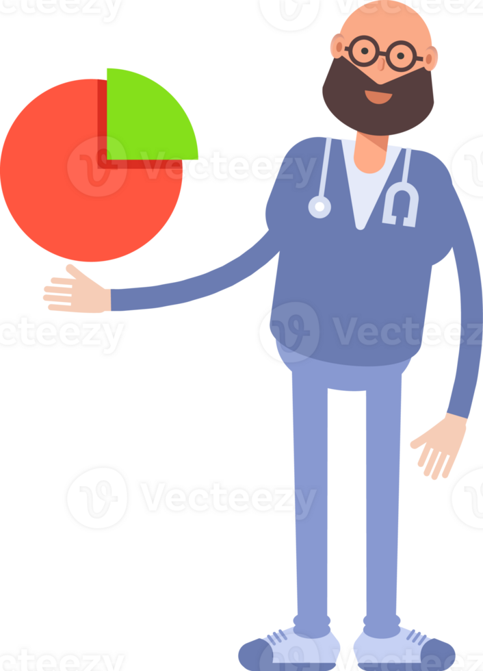 Male Physician Character Holding Pie Chart png