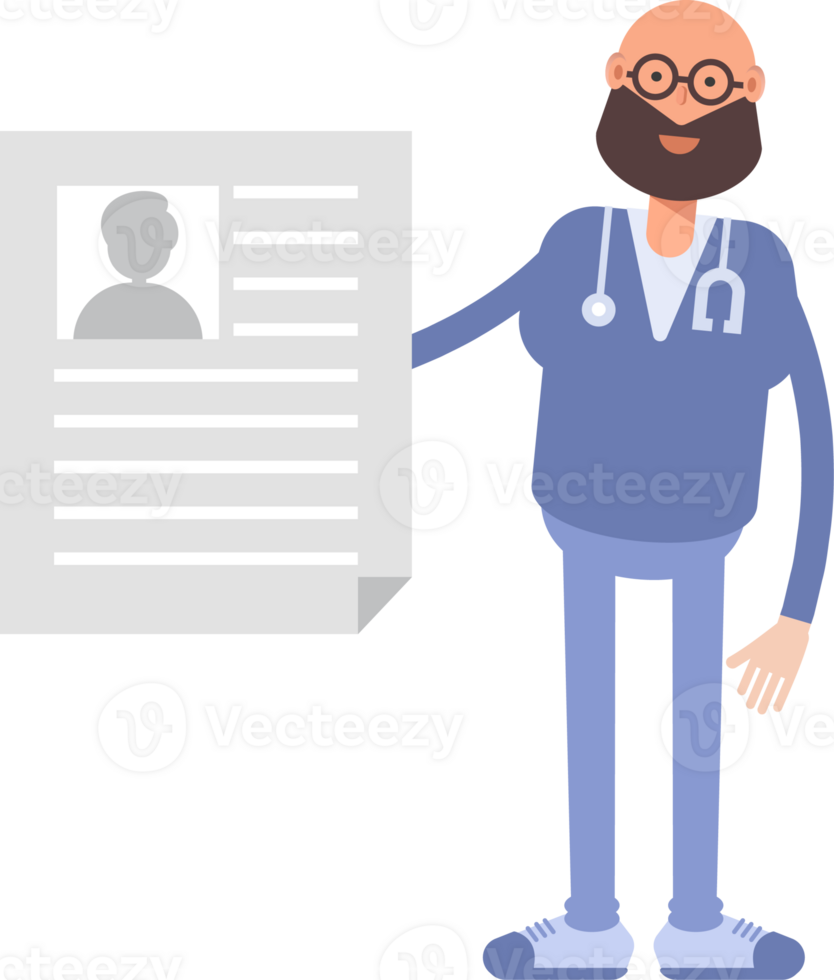 Male Physician Character Holding Job Application Document png