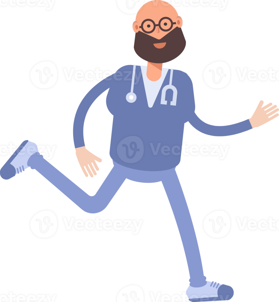 Male Physician Character Walking Illustration png