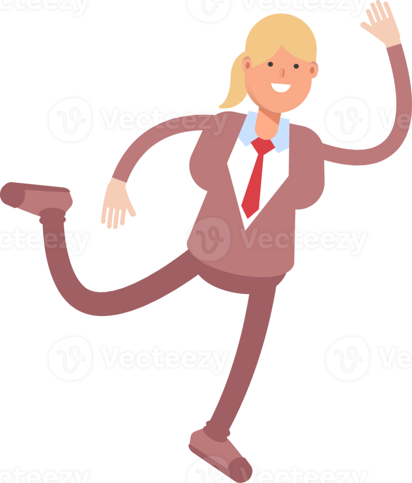 Businesswoman in Suit Character Jumping and Flying png