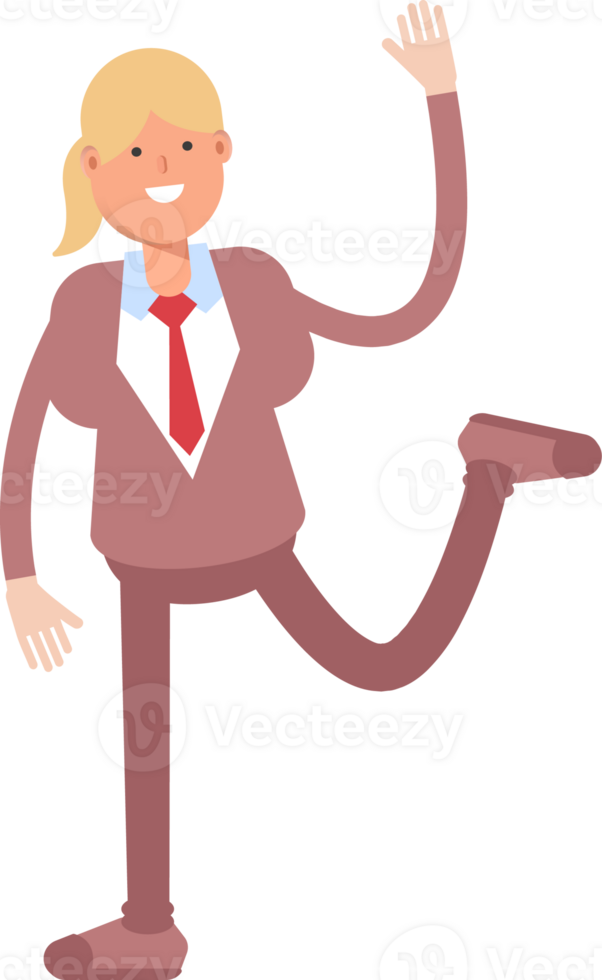 Businesswoman in Suit Character Rising One HandIllustration png