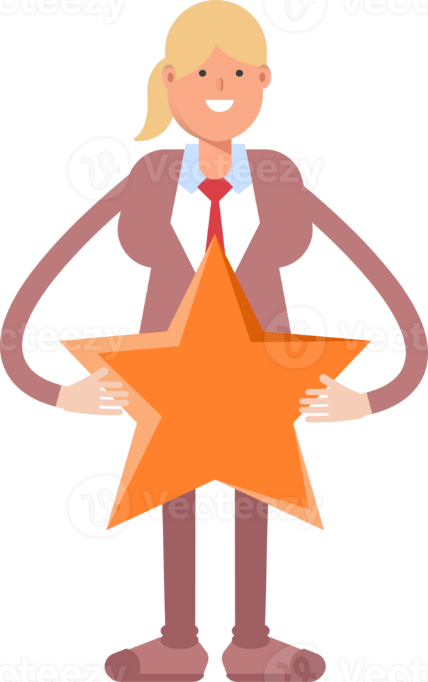 Businesswoman in Suit Character Holding Star png